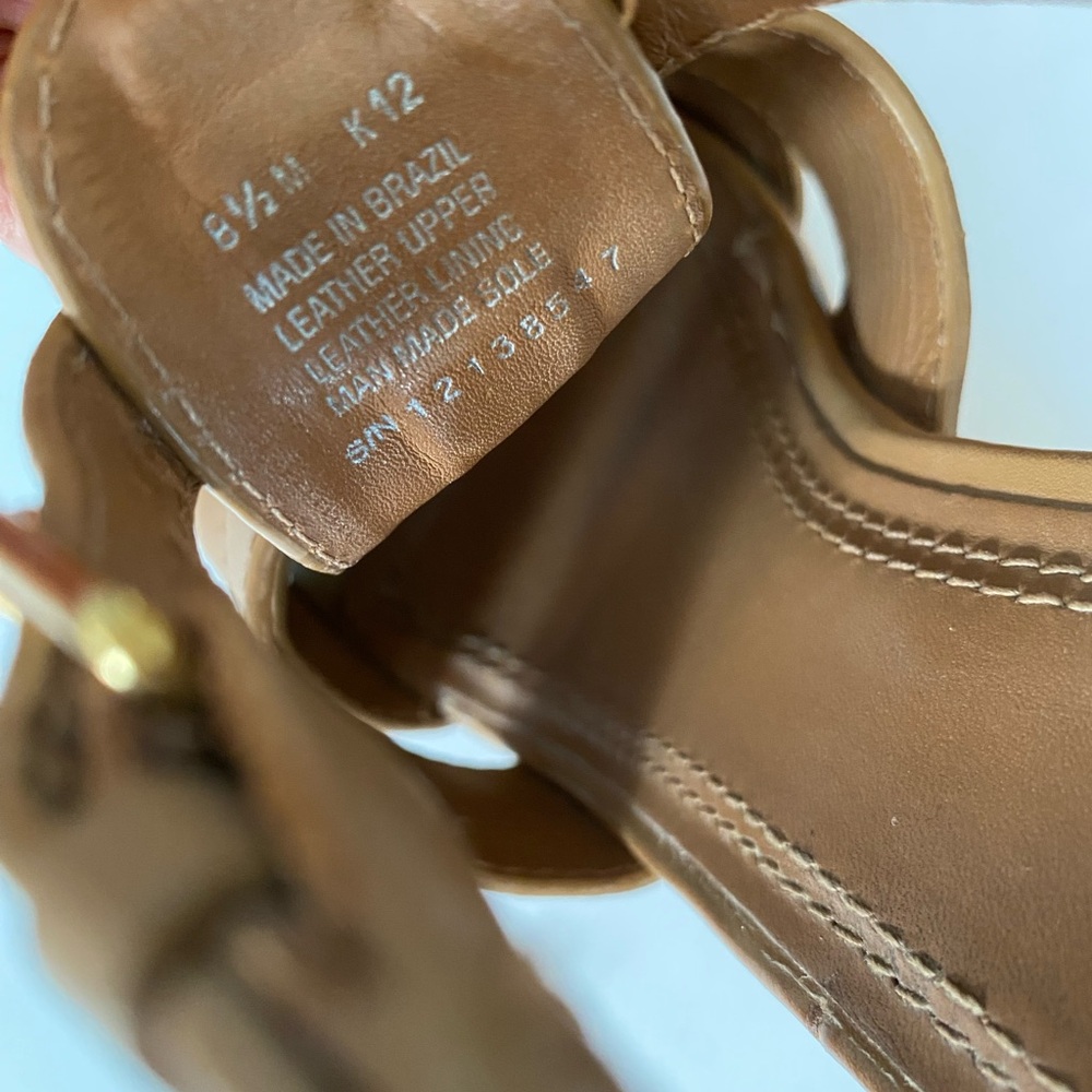Tory Burch Shoes Wendelle Leather Cork Wedges Sandals Brown size 8.5 - Picture 10 of 16
